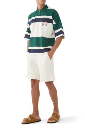 Monogram-Embroidered Striped Polo Shirt
